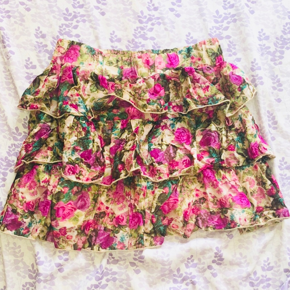 dELiA*s Floral Ruffled Miniskirt